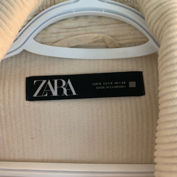 Zara Oversized Boyfriend Corduroy Jacket, Beige, Size S - Picture 3 of 5